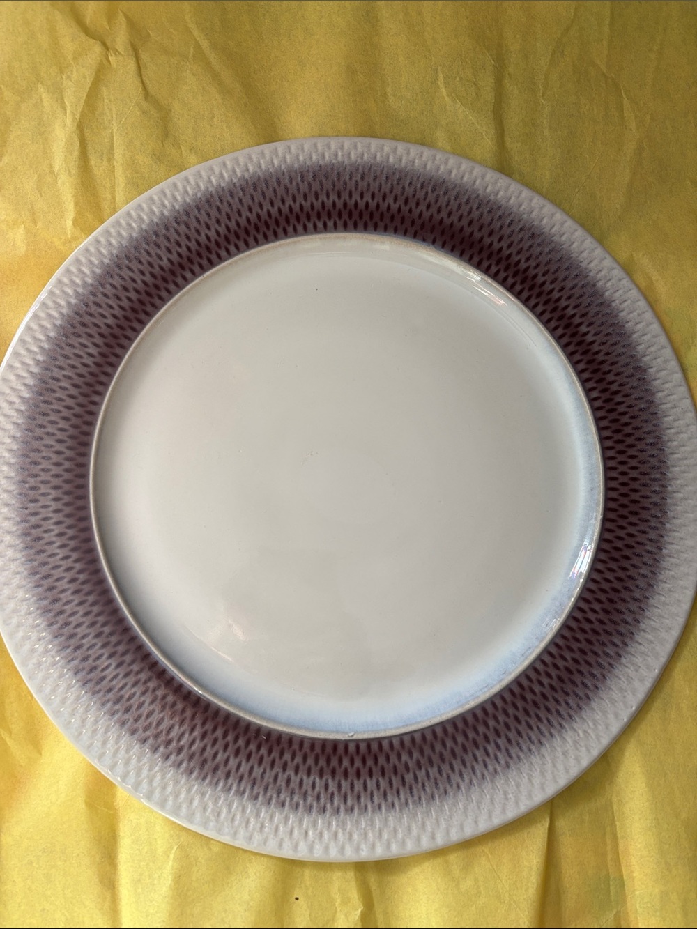 New Pfaltzgraff Eclipse Purple Gradient Rim Ceramic Large Dinner Plate